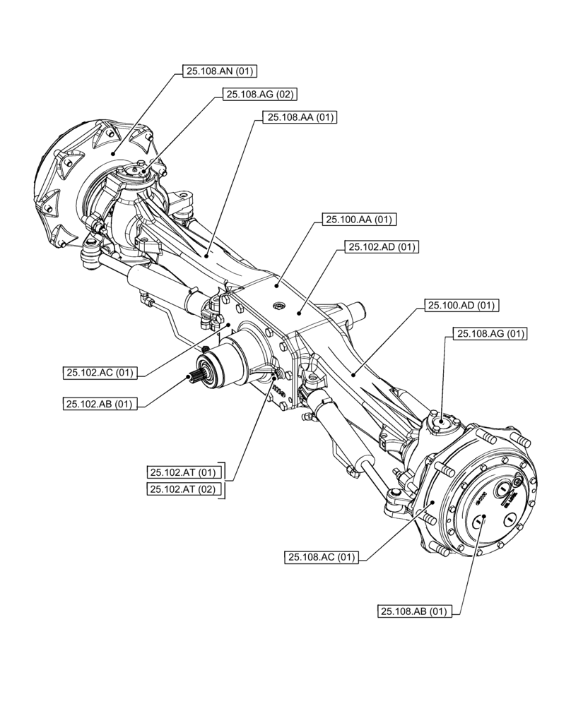 Схема запчастей Case IH PUMA 150 - (25.000.00[01]) - SECTION INDEX - FRONT AXLE SYSTEM (25) - FRONT AXLE SYSTEM