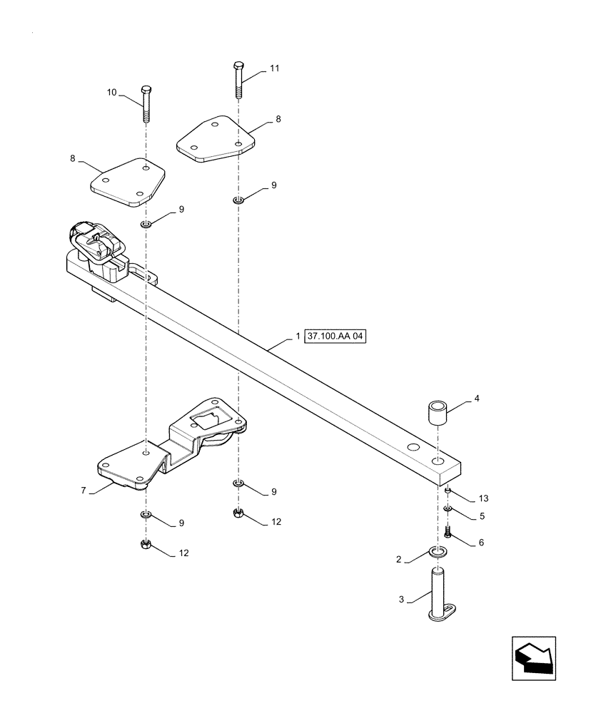 Схема запчастей Case IH QUADTRAC 580 - (37.100.AA[02]) - HIGH CAPACITY DRAWBAR, CAST HANGER (37) - HITCHES, DRAWBARS & IMPLEMENT COUPLINGS