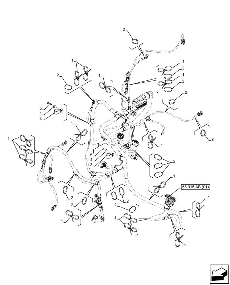 Схема запчастей Case IH FARMLIFT 635 - (55.015.AB[03]) - ENGINE, WIRE HARNESS, CABLE CLIP (55) - ELECTRICAL SYSTEMS