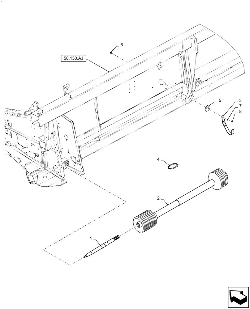 Схема запчастей Case IH 2060-17 - (58.110.AF) - MAIN DRIVE SHAFT, 17FT (58) - ATTACHMENTS/HEADERS