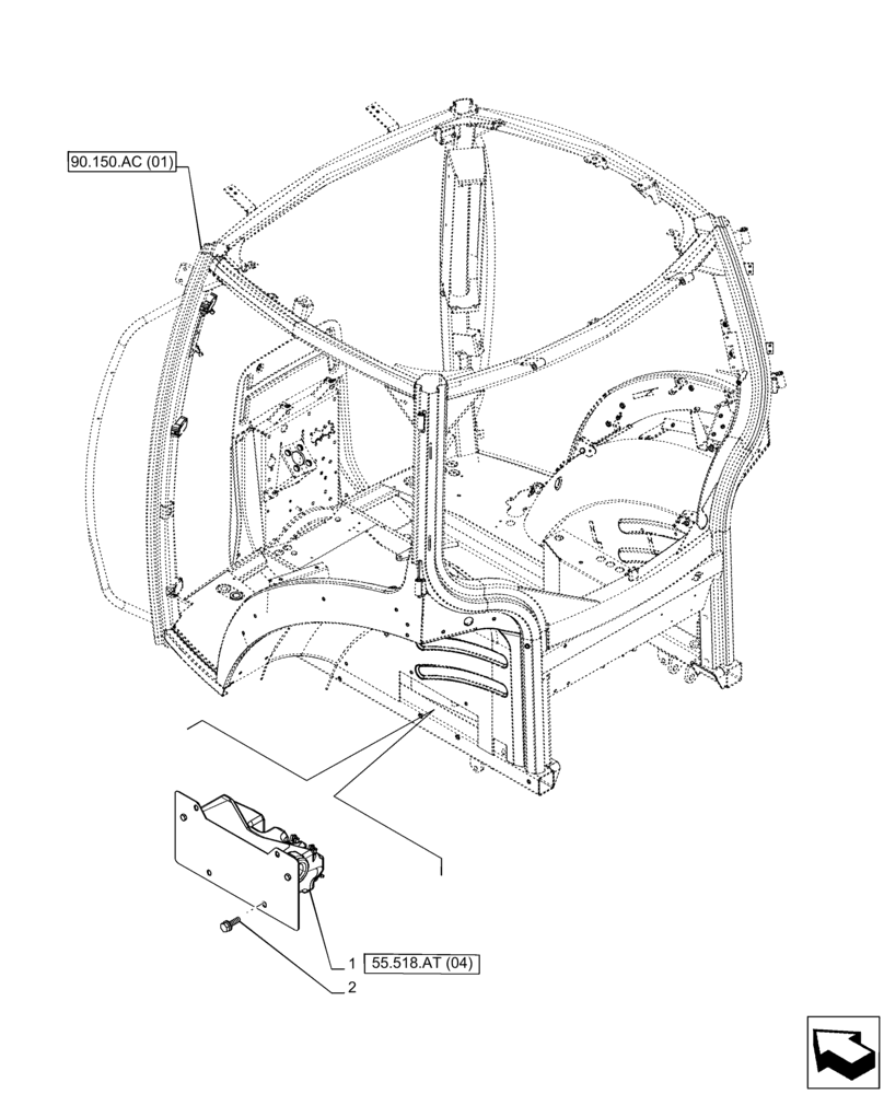 Схема запчастей Case IH PUMA 220 - (55.518.AT[01]) - VAR - 391147, 391148, 758034 - WINDSHIELD WASHER, RESERVOIR (55) - ELECTRICAL SYSTEMS