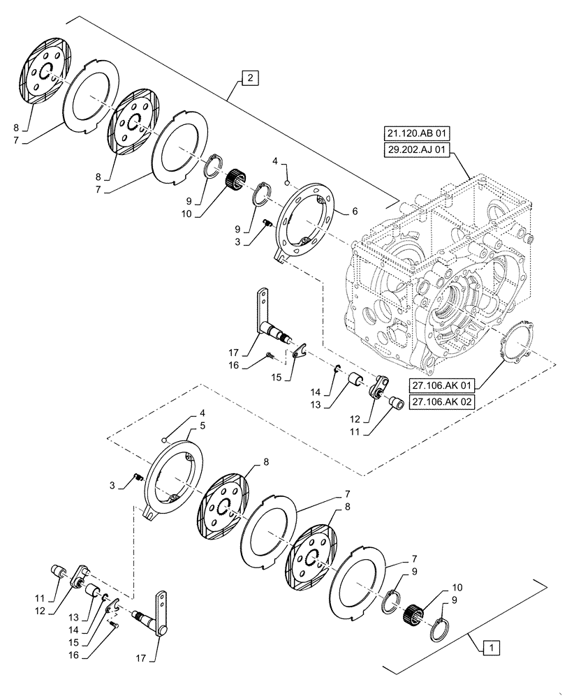 Схема запчастей Case IH FARMALL 35C - (33.120.AE[01]) - BRAKE, FARMALL 30C, 35C (33) - BRAKES & CONTROLS