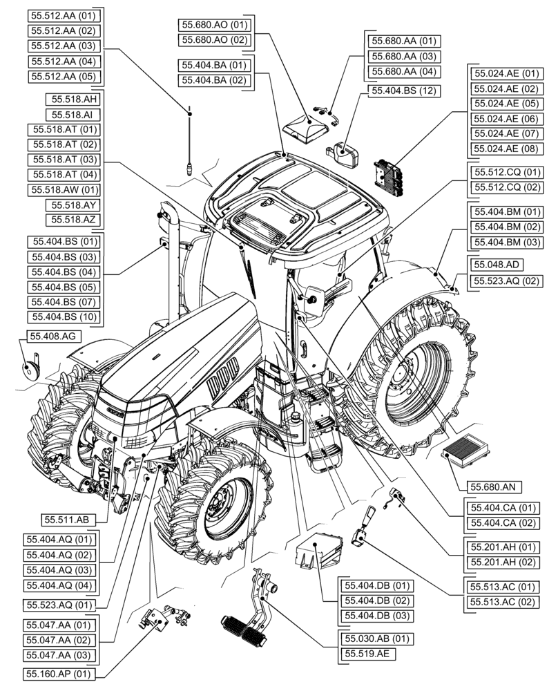 Схема запчастей Case IH PUMA 185 - (00.000.55[01]) - PICTORIAL INDEX - ELECTRICAL SYSTEMS (00) - GENERAL & PICTORIAL INDEX