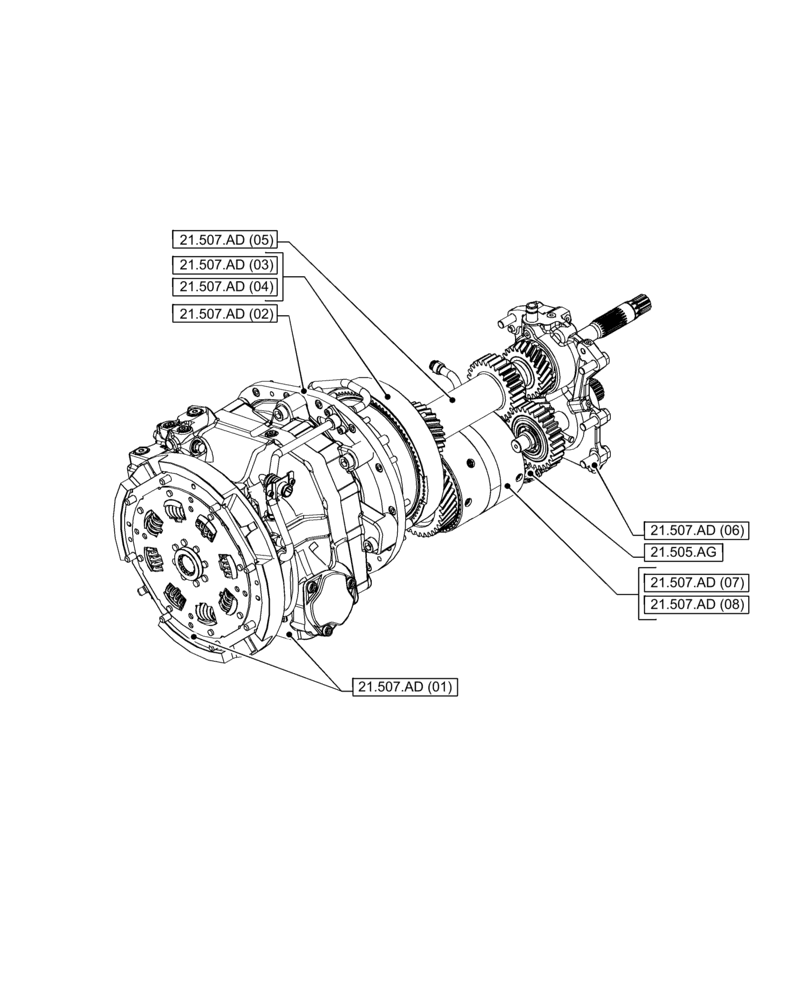 Схема запчастей Case IH PUMA 165 CVT - (00.000.21[04]) - PICTORIAL INDEX - TRANSMISSION (00) - GENERAL & PICTORIAL INDEX