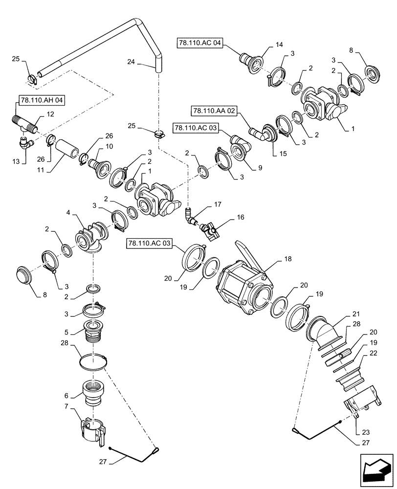 Схема запчастей Case IH PATRIOT 3340 - (78.110.AC[02.1]) - FILL STATION PLUMBING, BSN YFT041440 (78) - SPRAYING