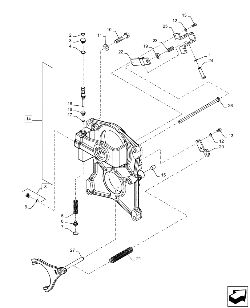 Схема запчастей Case IH MAGNUM 240 - (31.114.AH[02]) - PTO GEAR HOUSING, CARRIER (31) - IMPLEMENT POWER TAKE OFF