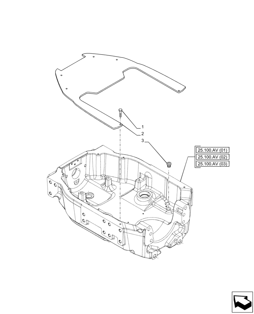 Схема запчастей Case IH PUMA 165 CVT - (25.100.AV[07]) - VAR - 391172, 758094, 758095, 758096, 758097, 758098 - FRONT AXLE SUPPORT, PLATE (25) - FRONT AXLE SYSTEM