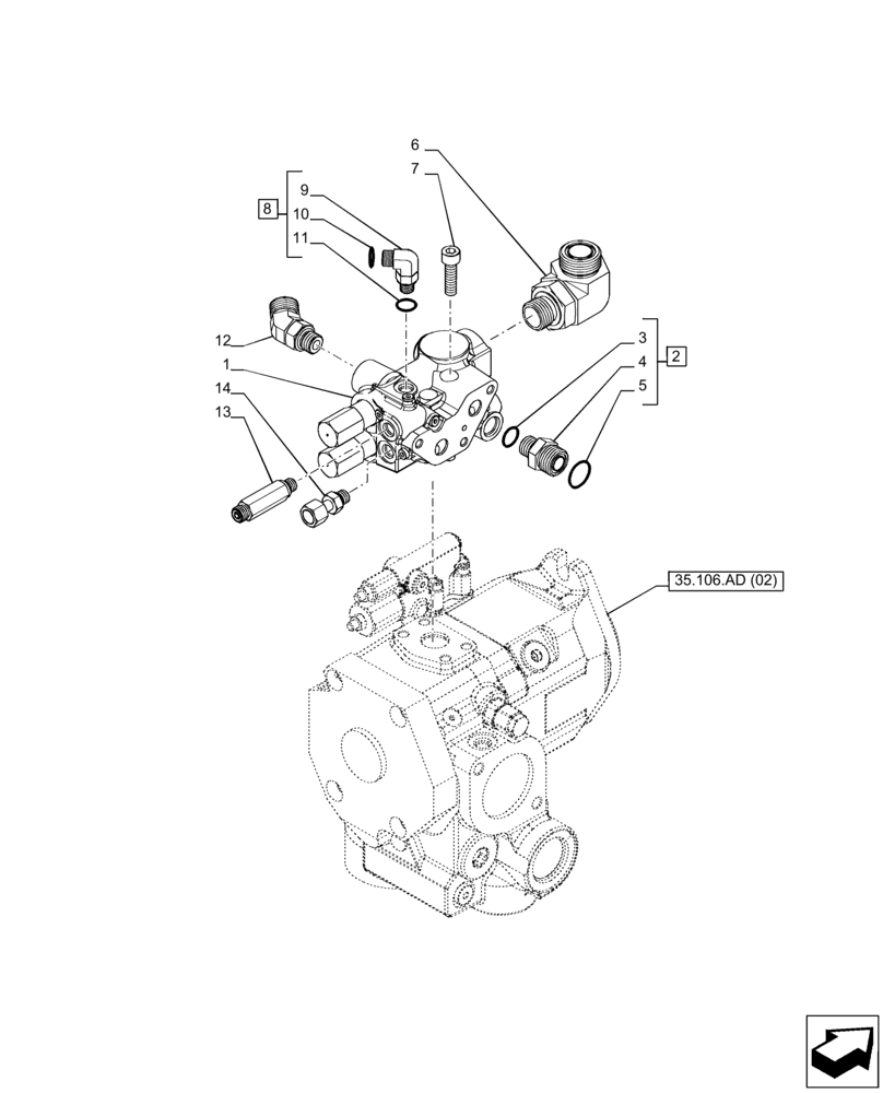 Схема запчастей Case IH PUMA 165 CVT - (35.100.AZ[04]) - VAR - 758037, 758039, 758040, 758042, 758044 - PRIORITY VALVE, CVT (35) - HYDRAULIC SYSTEMS