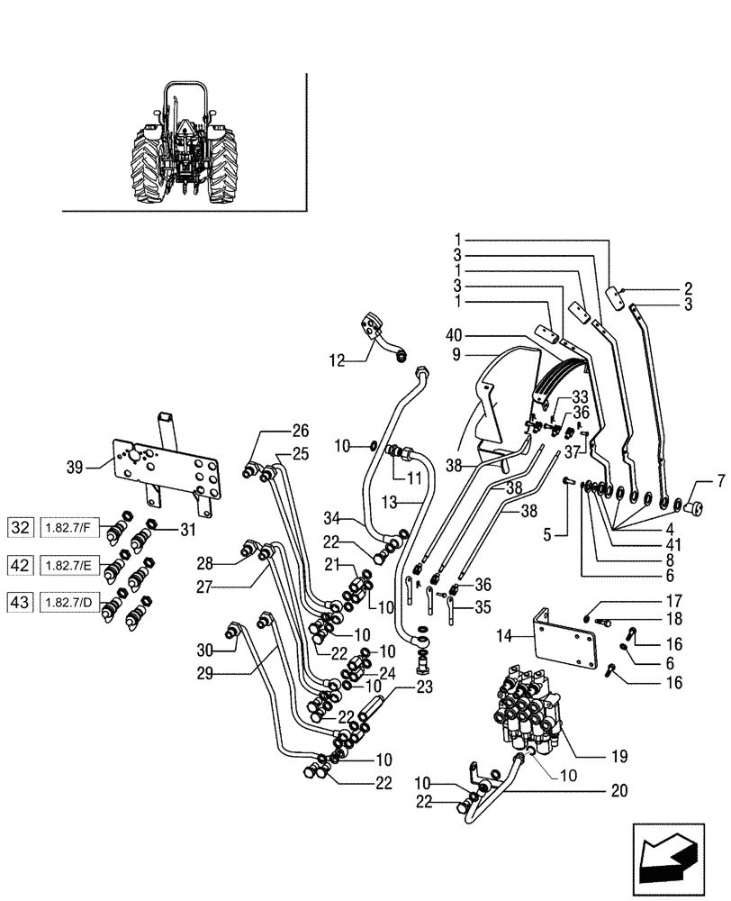 Схема запчастей Case IH JX95 - (1.82.7/06) - VAR - 827 - 3 REAR CONTROL VALVES (07) - HYDRAULIC SYSTEM