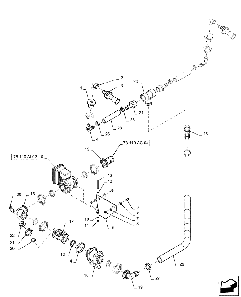 Схема запчастей Case IH PATRIOT 3240 - (78.110.AI[01]) - SPARGE PLUMBING, BSN YGT042519 (78) - SPRAYING