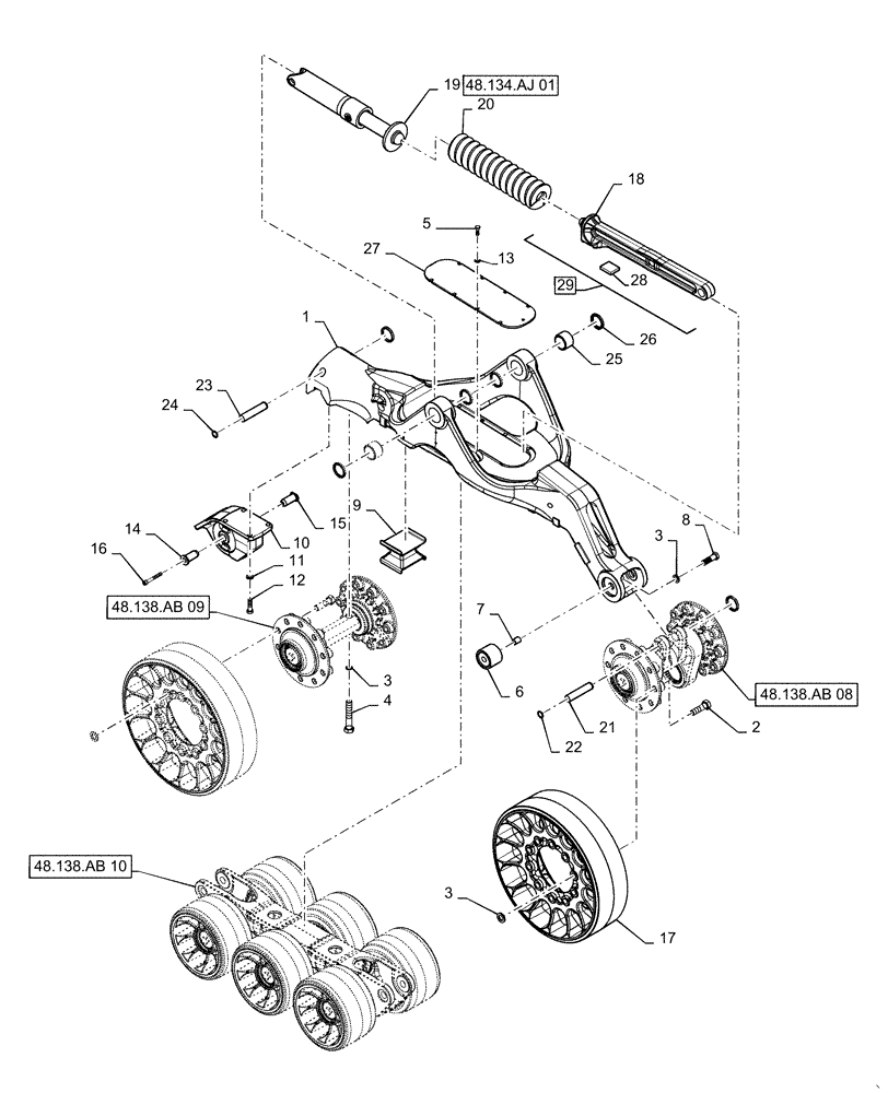 Схема запчастей Case IH MAGNUM 380 - (48.138.AB[07]) - UNDERCARRIAGE ASSY, WIDE (48) - TRACKS & TRACK SUSPENSION