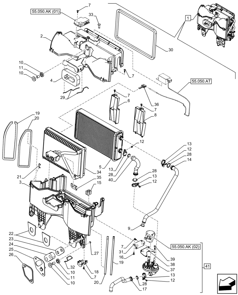 Схема запчастей Case IH FARMALL 115C - (50.100.AP[02]) - VAR - 334183, 334211, 391606, 743496, 743573, 744588 - AIR CONDITIONER, COMPONENTS, CAB (50) - CAB CLIMATE CONTROL