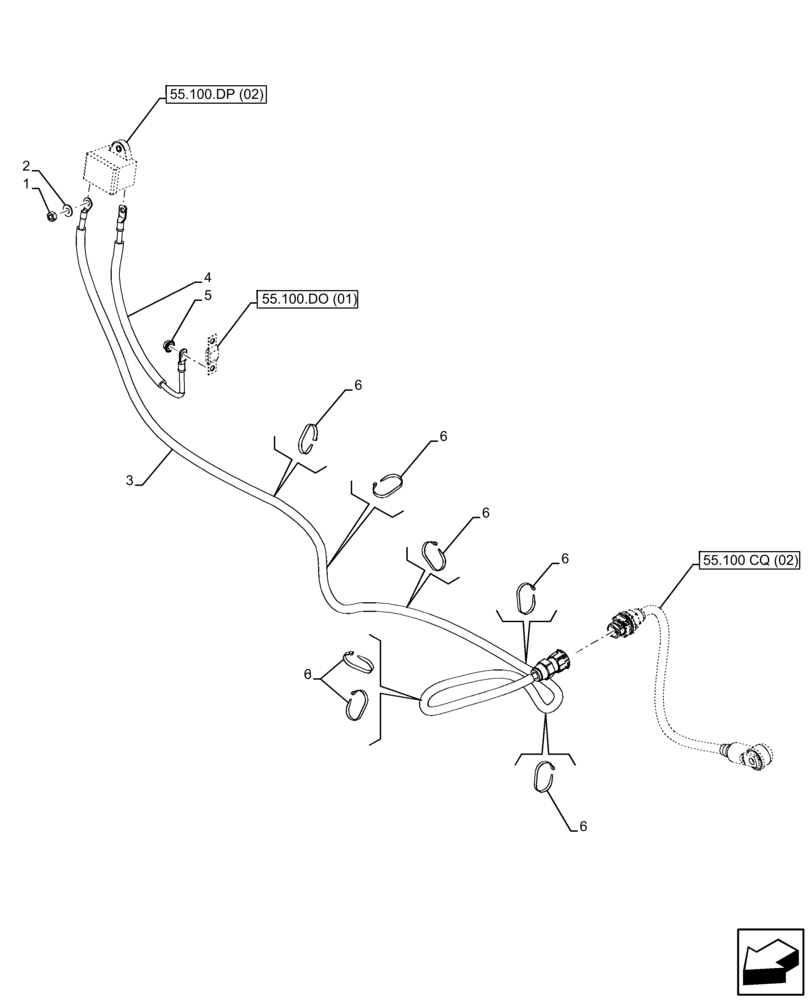 Схема запчастей Case IH FARMLIFT 735 - (55.100.CQ[01]) - SUPPLY, CONNECTING, WIRE HARNESS (55) - ELECTRICAL SYSTEMS