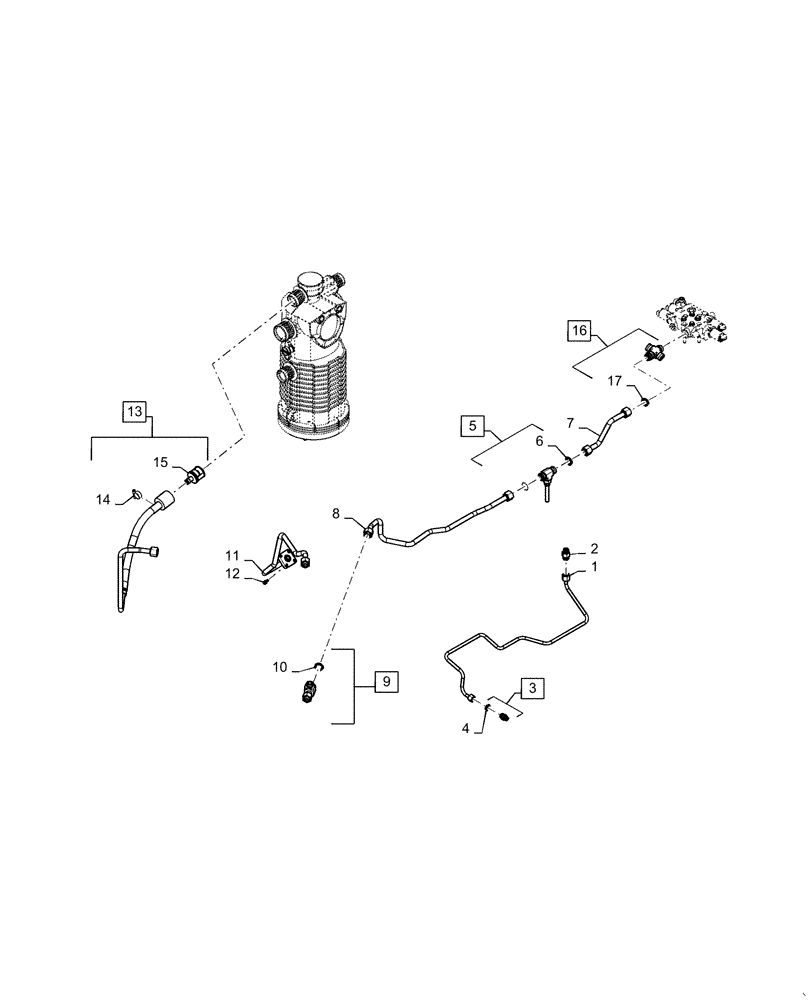 Схема запчастей Case IH MAGNUM 200 - (21.105.BL[07]) - GEARBOX LUBE LINES - POWERSHIFT (21) - TRANSMISSION