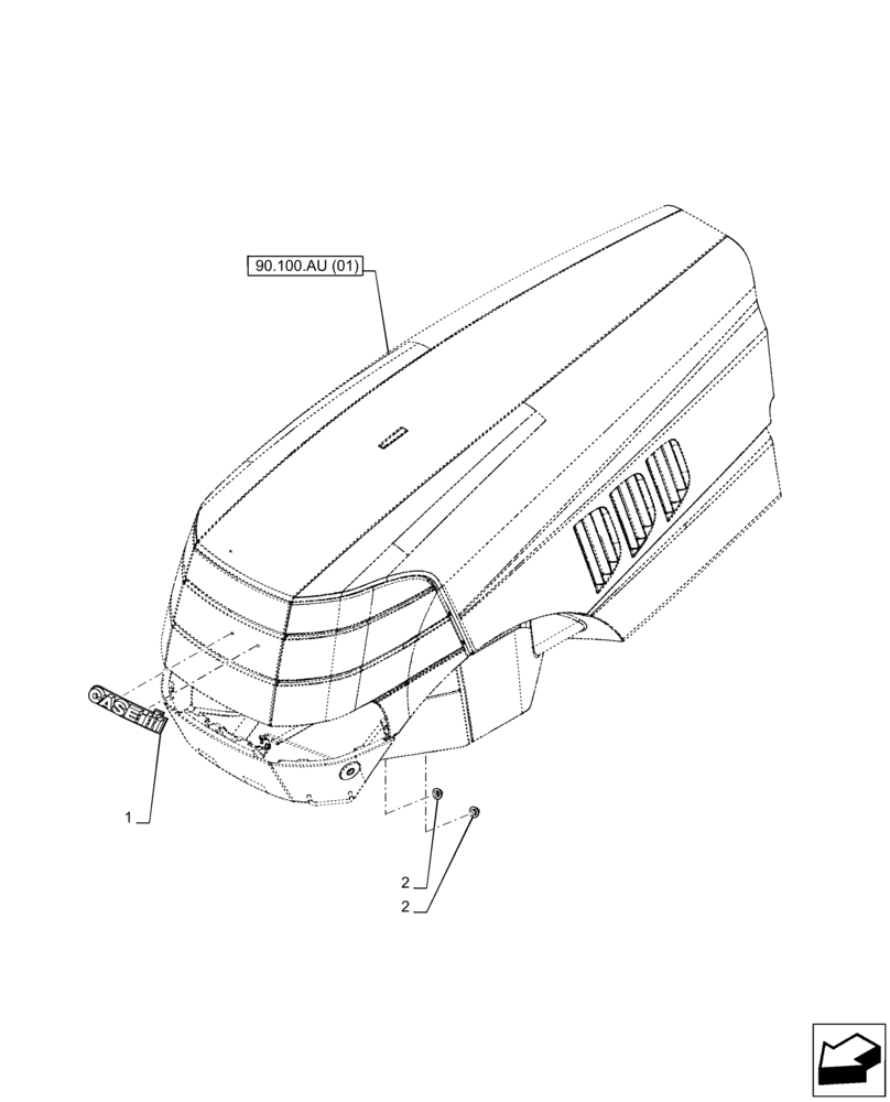 Схема запчастей Case IH PUMA 200 - (90.108.AD[01]) - VAR - 391216, 758207, 758208, 758210 - HOOD, EMBLEM (90) - PLATFORM, CAB, BODYWORK AND DECALS