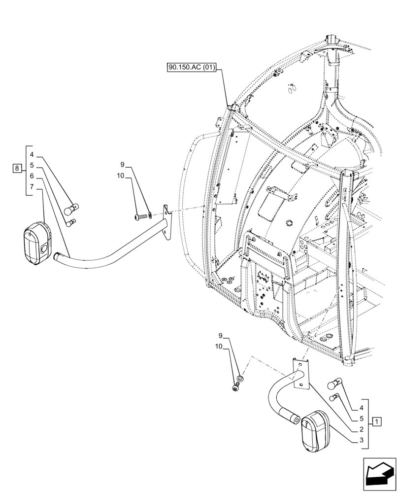 Схема запчастей Case IH PUMA 220 - (55.404.CA[01]) - VAR - 391205, 758338 - INDICATOR LIGHT (55) - ELECTRICAL SYSTEMS