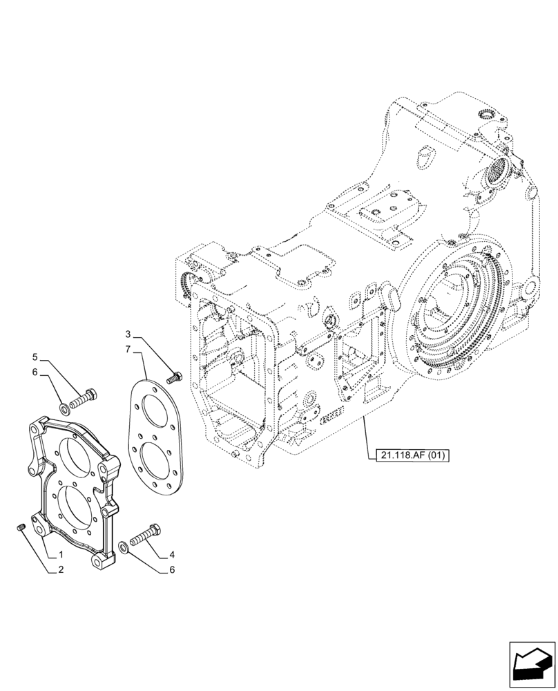 Схема запчастей Case IH PUMA 150 - (27.100.AB[03]) - VAR - 758011, 758013, 758015 - TRANSMISSION, SUPPORT, POWERSHIFT (27) - REAR AXLE SYSTEM