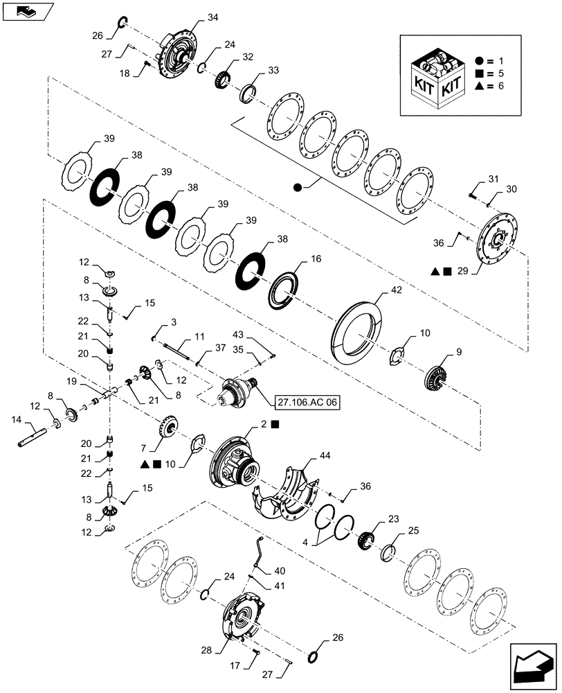 Схема запчастей Case IH MAGNUM 340 - (27.106.AC[08]) - VAR - 429334, 429335, AND 420219 OR 429284 - CVT - TRANSMISSION DIFFERENTIAL ASSY - MAGNUM 310, 340 (27) - REAR AXLE SYSTEM