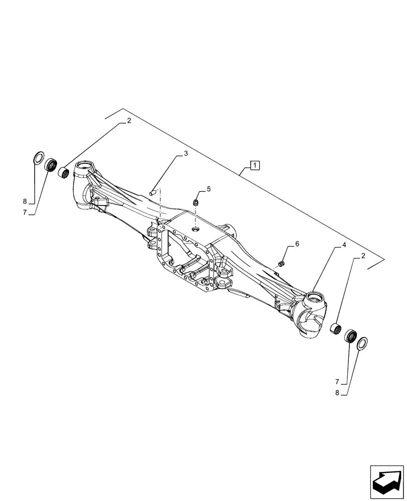 Схема запчастей Case IH PUMA 150 - (25.100.AD[02]) - VAR - 758045 - FRONT AXLE, SUSPENDED, HOUSING (25) - FRONT AXLE SYSTEM