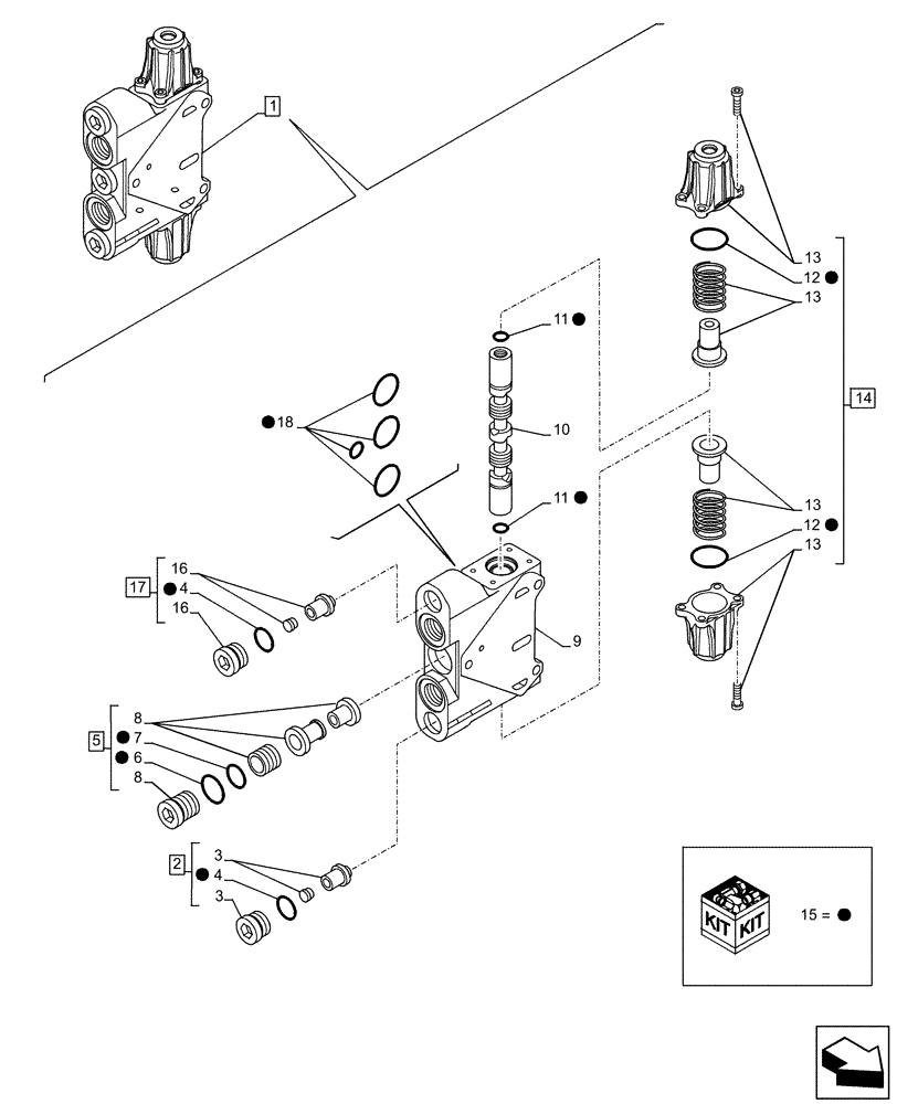 Схема запчастей Case IH FARMLIFT 632 - (35.359.AJ[03]) - CONTROL VALVE, SPOOL, TILT SECTION (35) - HYDRAULIC SYSTEMS