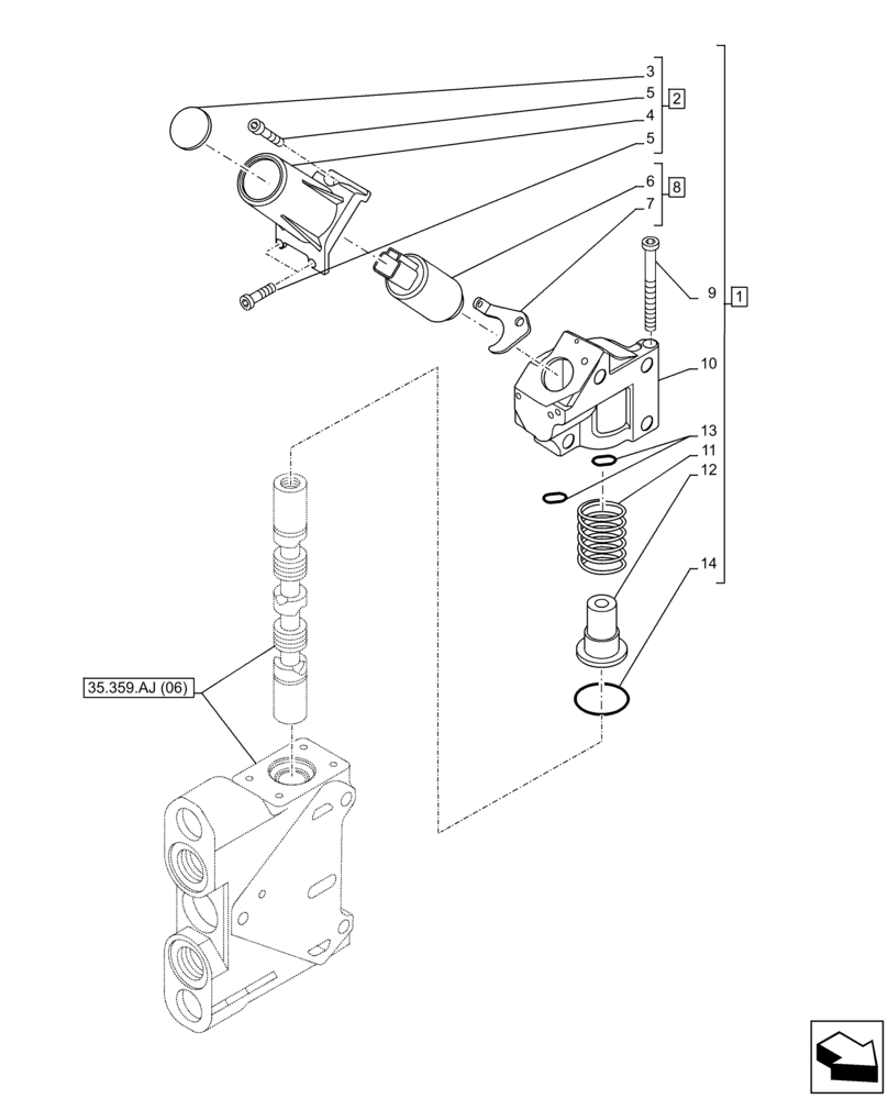 Схема запчастей Case IH FARMLIFT 632 - (55.036.AO[03]) - CONTROL VALVE, TELESCOPIC SECTION, SOLENOID, UPPER (55) - ELECTRICAL SYSTEMS