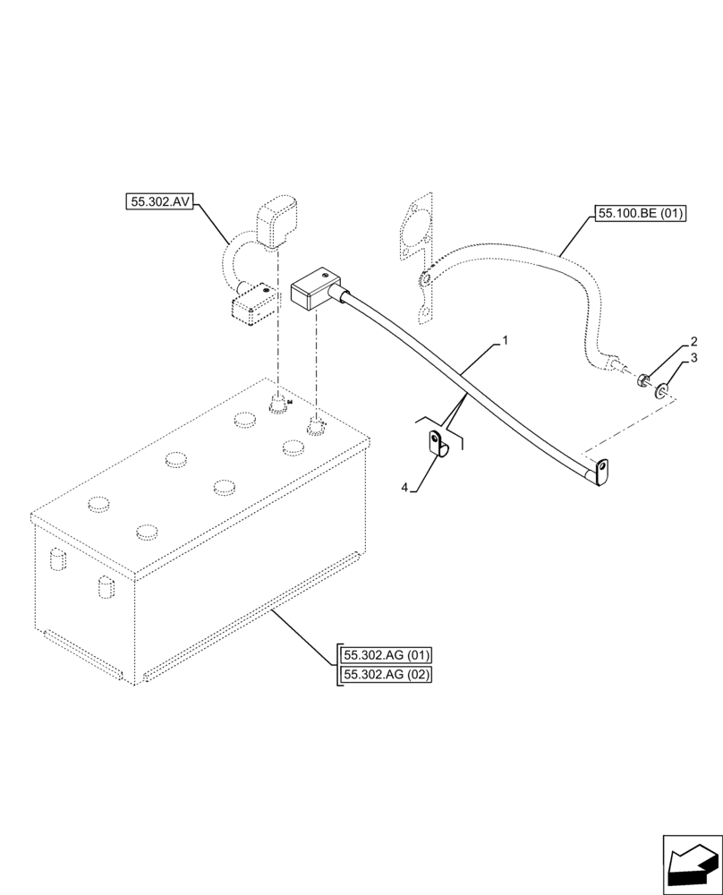 Схема запчастей Case IH FARMLIFT 735 - (55.302.AW) - NEG BATTERY CABLE (55) - ELECTRICAL SYSTEMS
