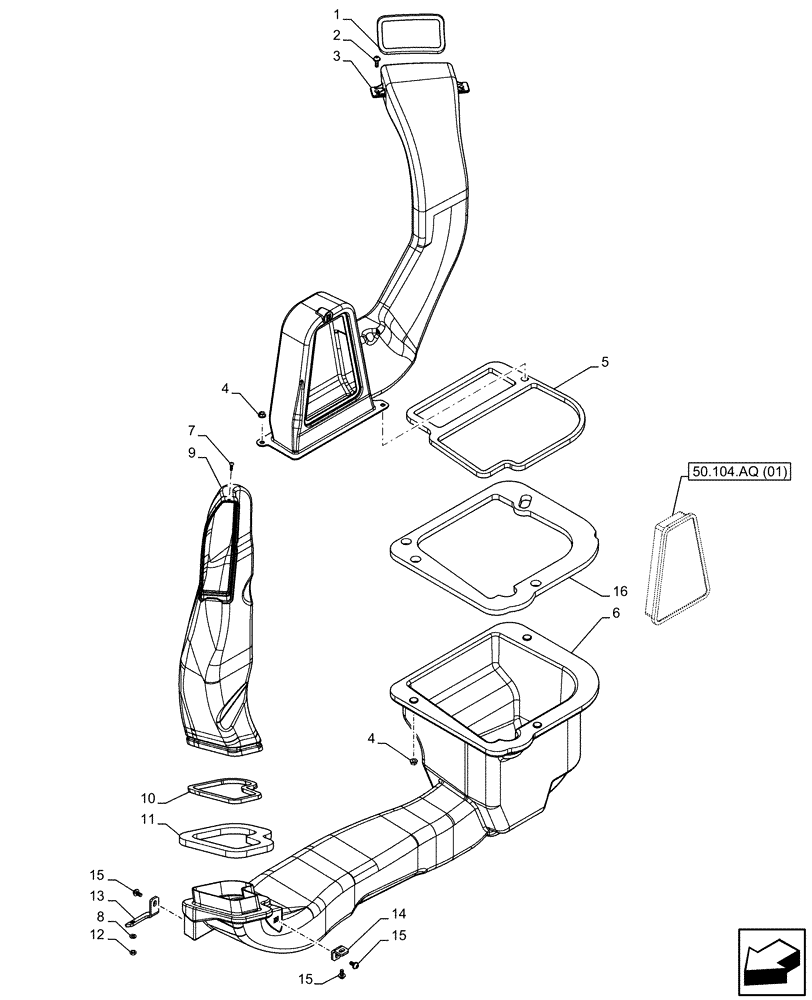 Схема запчастей Case IH FARMALL 115C - (50.104.AO[01]) - VAR - 334183, 334211, 391606, 743496, 743573, 744588 - AIR CONDITIONER, DUCT, RH, CAB (50) - CAB CLIMATE CONTROL