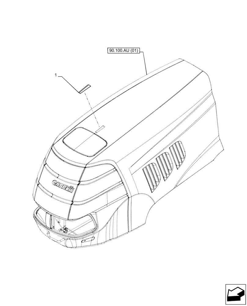 Схема запчастей Case IH PUMA 150 - (90.108.AF) - VAR - 391216, 758207, 758208, 758210 - HOOD, SIGHT (90) - PLATFORM, CAB, BODYWORK AND DECALS