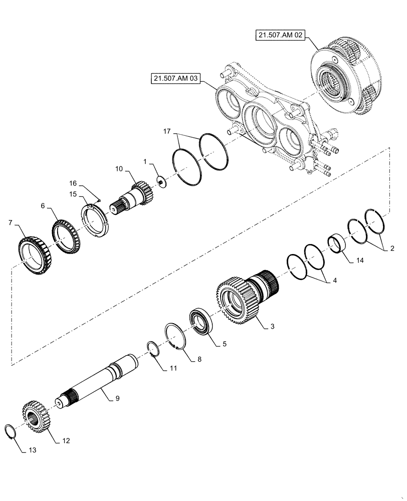 Схема запчастей Case IH MAGNUM 310 - (21.507.AM[01]) - VAR - 429334, 429335 - TRANSMISSION - CVT - PLANETARY MOUNTING / WALL ASSY. (21) - TRANSMISSION