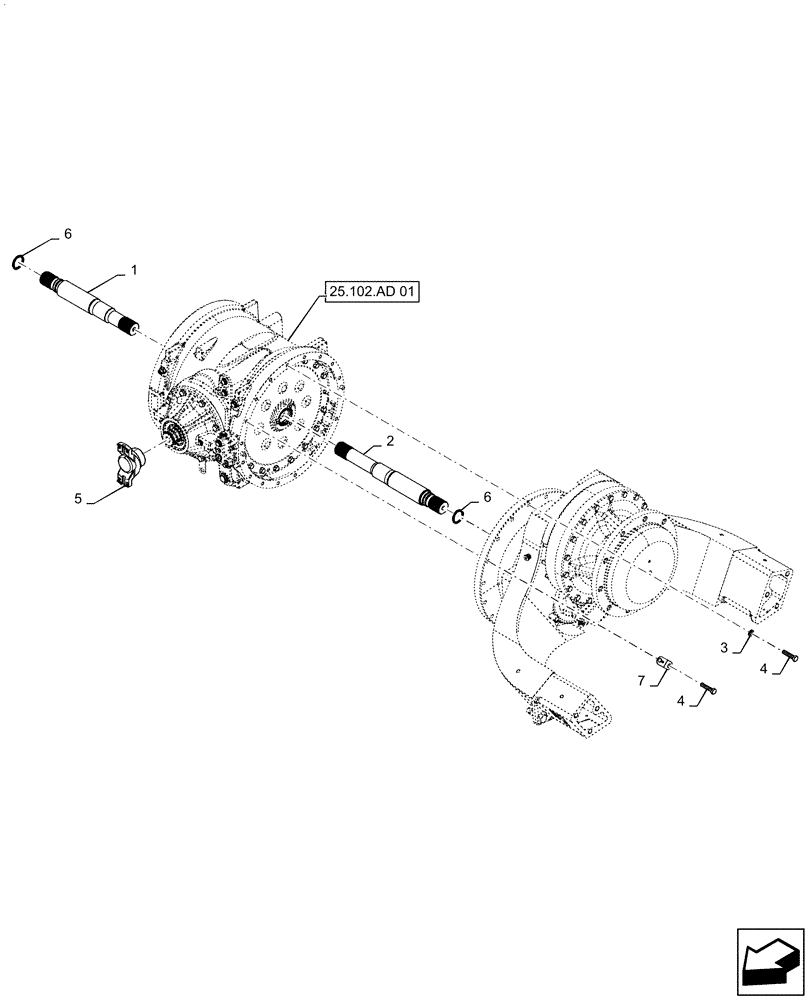 Схема запчастей Case IH QUADTRAC 470 - (25.100.AA[02]) - FRONT AXLE ASSY (25) - FRONT AXLE SYSTEM