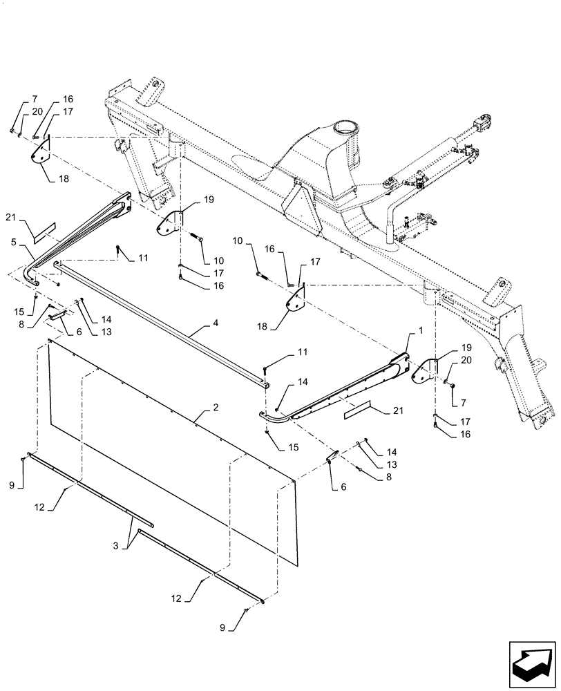 Схема запчастей Case IH DC133 - (58.130.AD[02]) - CURTAIN, FLAIL REAR (58) - ATTACHMENTS/HEADERS