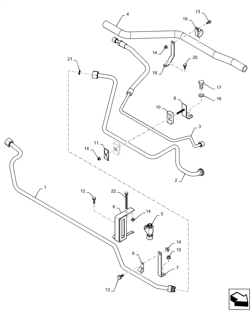 Схема запчастей Case IH MAGNUM 180 - (35.100.AR[02]) - CONTROL VALVE OIL SUPPLY LINES AND FITTINGS, TWIN FLOW - POWERSHIFT - ASN ZERH08100 (35) - HYDRAULIC SYSTEMS