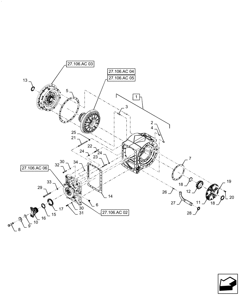 Схема запчастей Case IH STEIGER 370 - (27.106.AC[01]) - VAR - 424823, 424824, 424268 - REAR AXLE CARRIER (27) - REAR AXLE SYSTEM