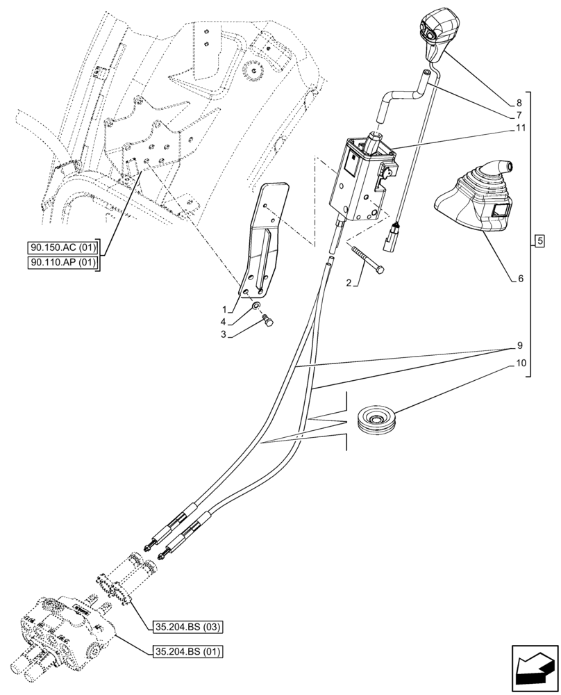 Схема запчастей Case IH FARMALL 85C - (55.512.CL[02]) - VAR - 338125, 336780 - MID MOUNT VALVE, JOYSTICK (55) - ELECTRICAL SYSTEMS