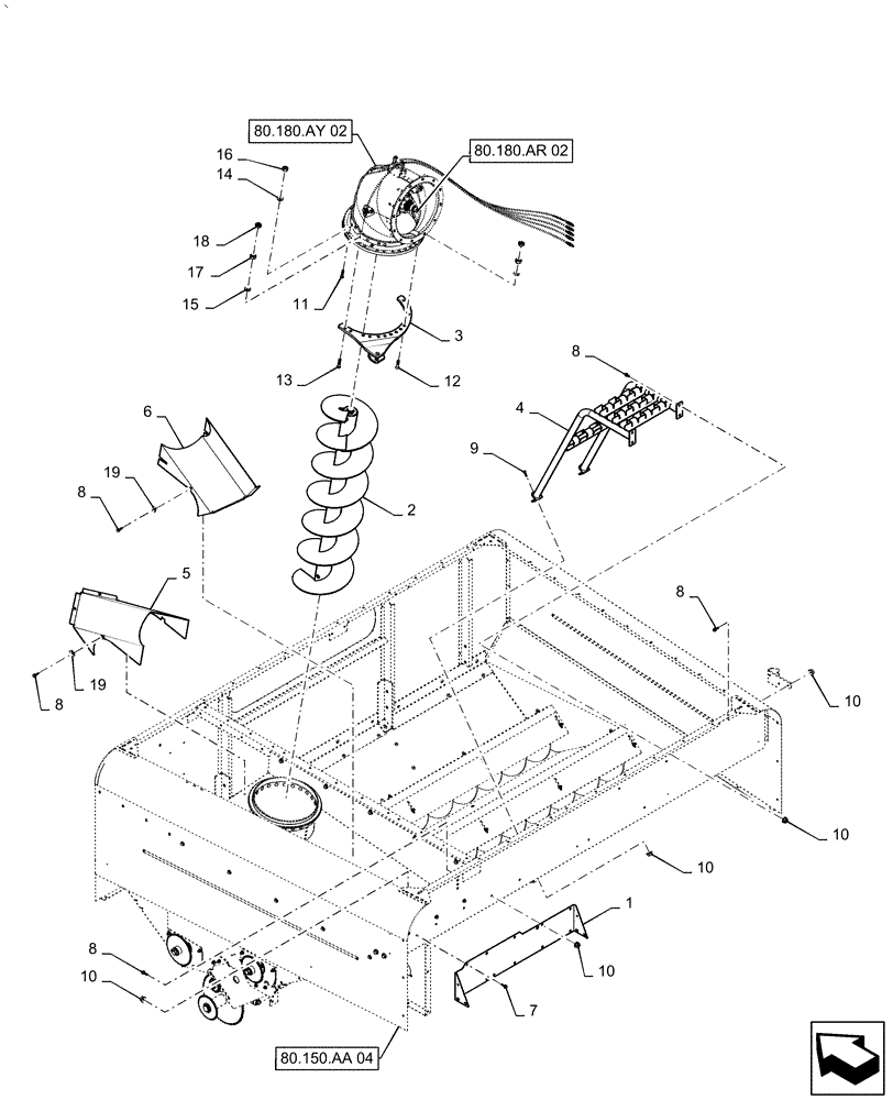 Схема запчастей Case IH AF4077 - (80.150.AA[03]) - GRAIN TANK ASSY (80) - CROP STORAGE/UNLOADING