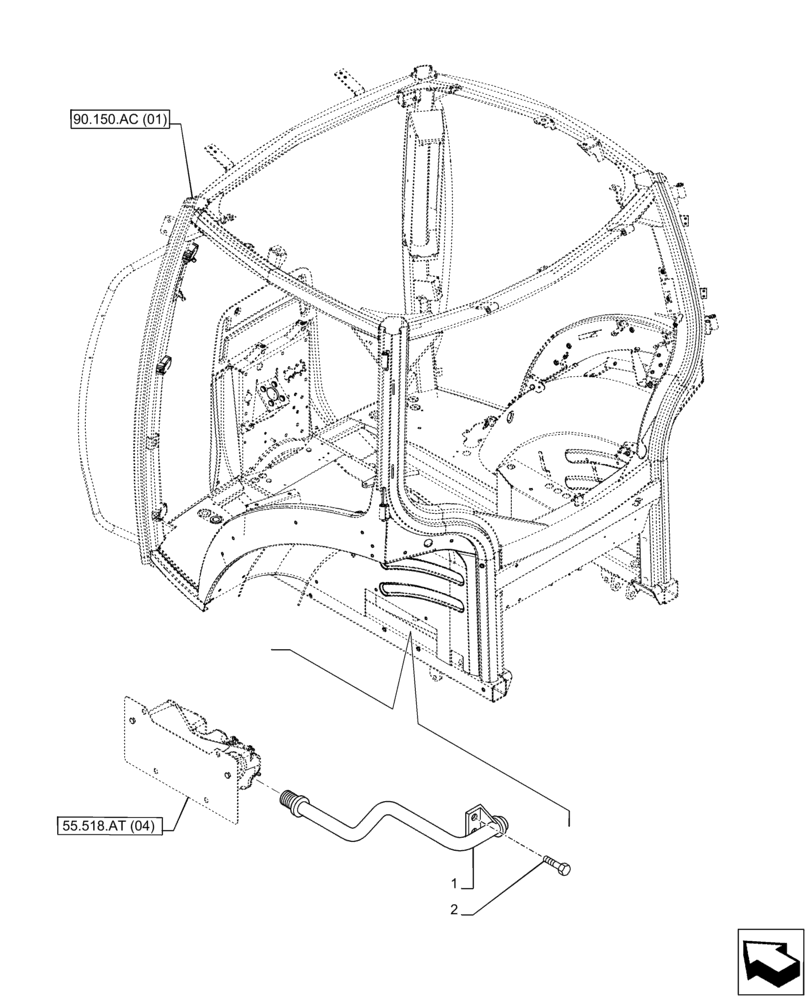 Схема запчастей Case IH PUMA 165 - (55.518.AT[03]) - VAR - 391147 - WINDSHIELD WASHER, RESERVOIR (55) - ELECTRICAL SYSTEMS