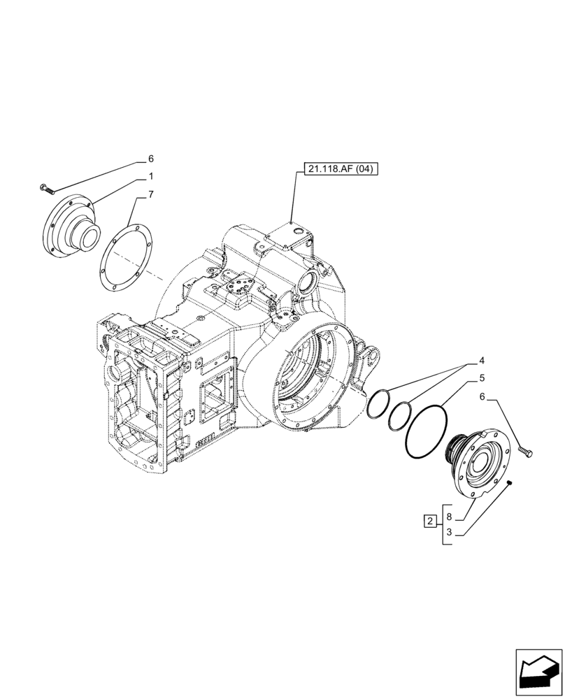 Схема запчастей Case IH PUMA 200 CVT - (27.100.AB[02]) - VAR - 391138, 758022 - TRANSMISSION, SUPPORT, CVT (27) - REAR AXLE SYSTEM