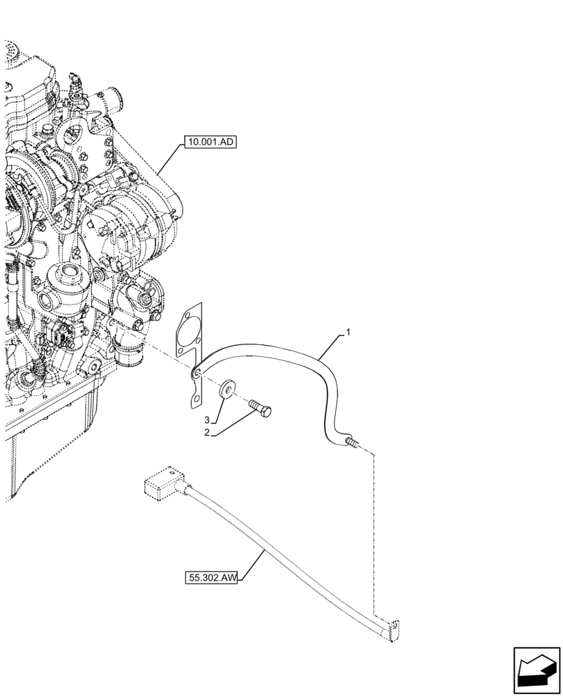 Схема запчастей Case IH FARMLIFT 935 - (55.100.BE[01]) - GROUND CABLE, ENGINE (55) - ELECTRICAL SYSTEMS