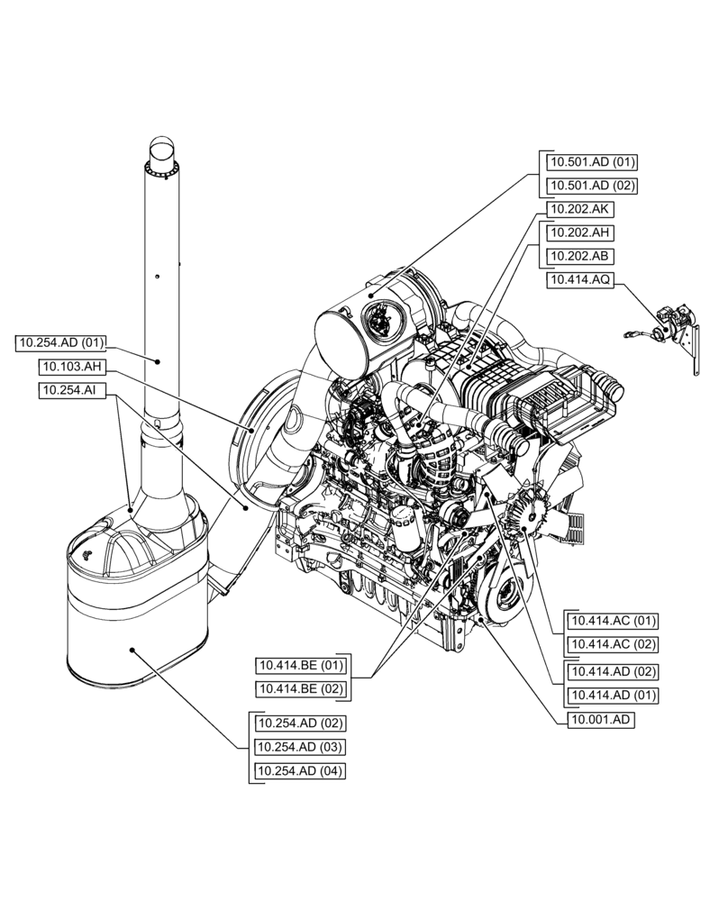Схема запчастей Case IH PUMA 240 CVT - (10.000.00[01]) - SECTION INDEX - ENGINE (10) - ENGINE