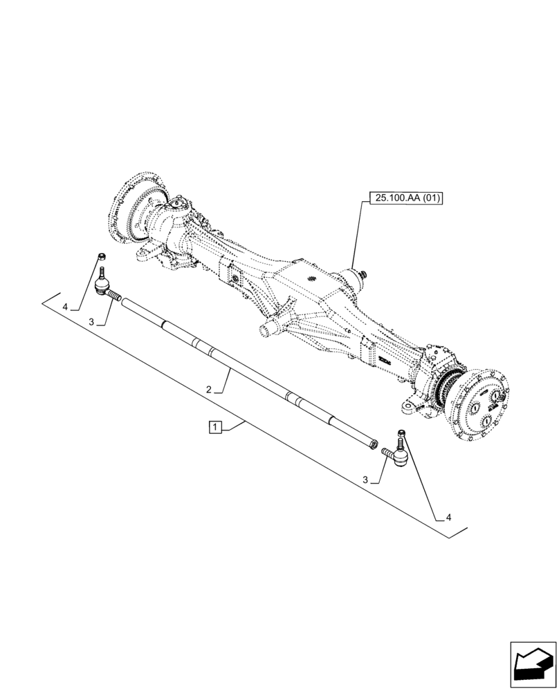 Схема запчастей Case IH PUMA 150 - (41.106.AG[01]) - VAR - 391156 - FRONT AXLE, TIE-ROD ASSY (41) - STEERING