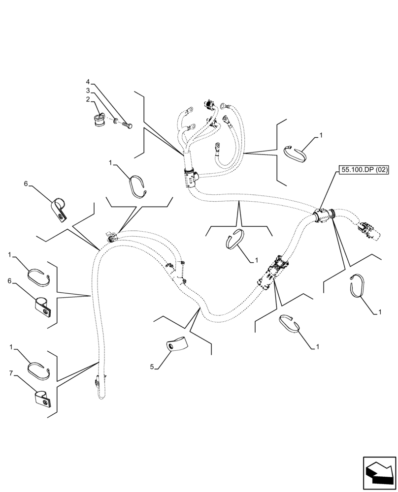 Схема запчастей Case IH FARMLIFT 735 - (55.100.DP[03]) - WIRE HARNESS, COOLER, FAN (55) - ELECTRICAL SYSTEMS