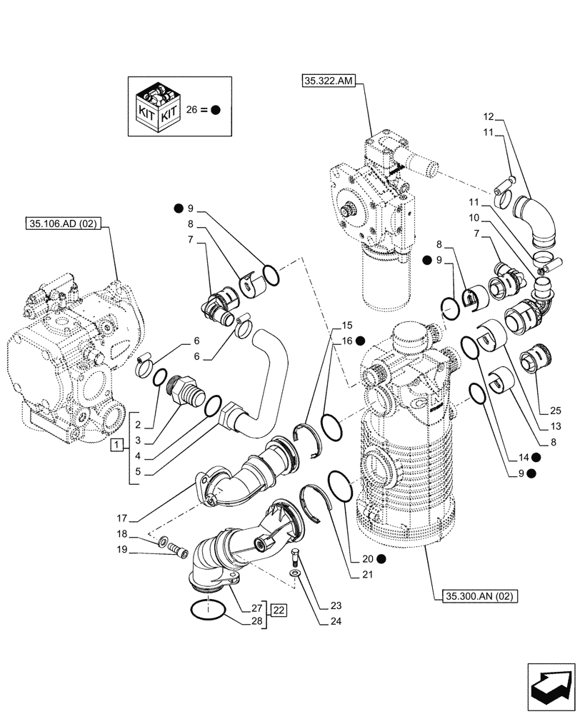 Схема запчастей Case IH PUMA 220 CVT - (35.300.AJ[02]) - VAR - 391161, 758056 - OIL FILTER, LINE, CVT (35) - HYDRAULIC SYSTEMS