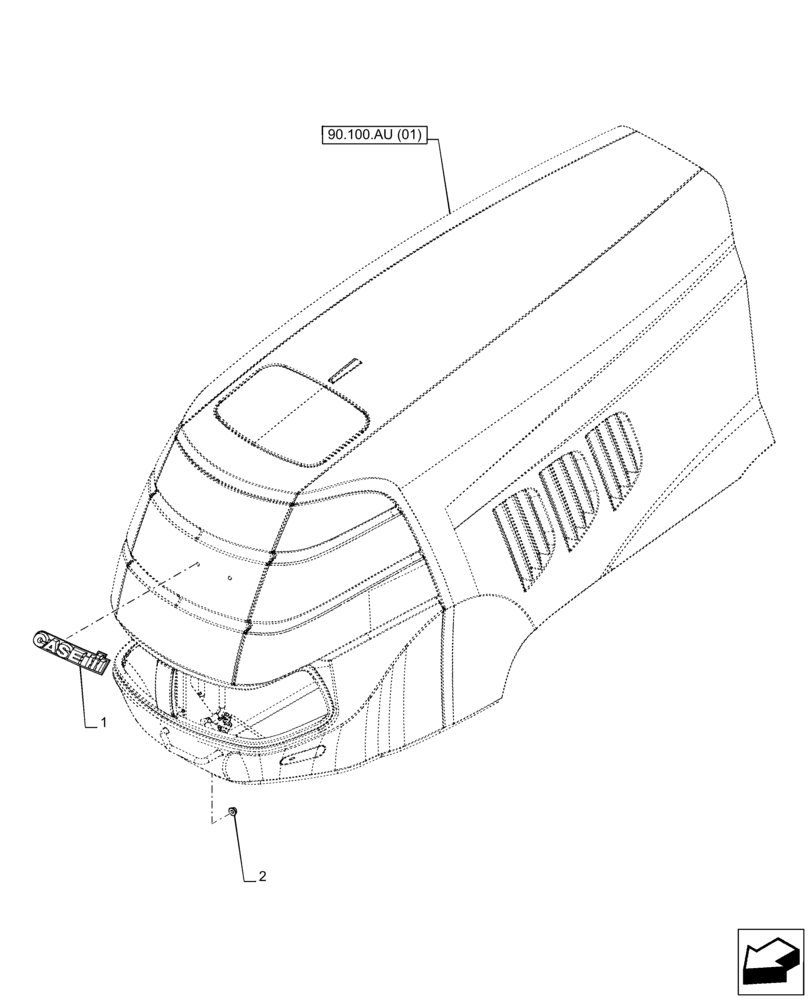 Схема запчастей Case IH PUMA 165 - (90.108.AD[01]) - VAR - 391216, 758207, 758208, 758210 - HOOD, EMBLEM (90) - PLATFORM, CAB, BODYWORK AND DECALS