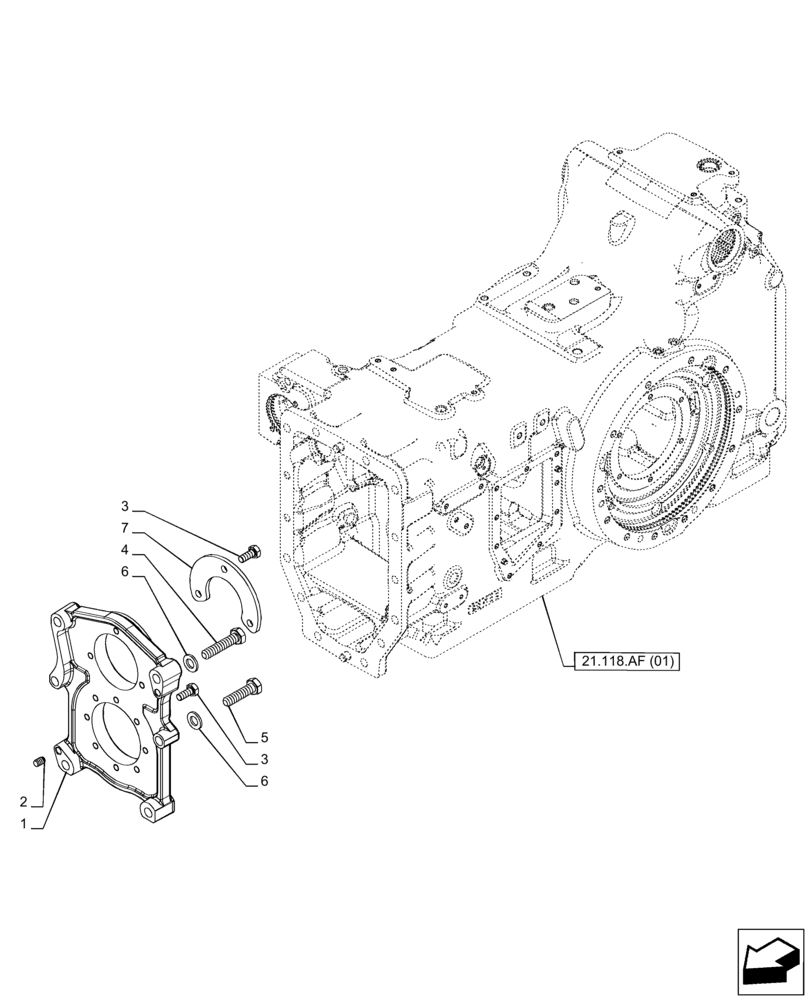 Схема запчастей Case IH PUMA 165 - (27.100.AB[02]) - VAR - 391136, 758012, 758014 - TRANSMISSION, SUPPORT, POWERSHIFT (27) - REAR AXLE SYSTEM