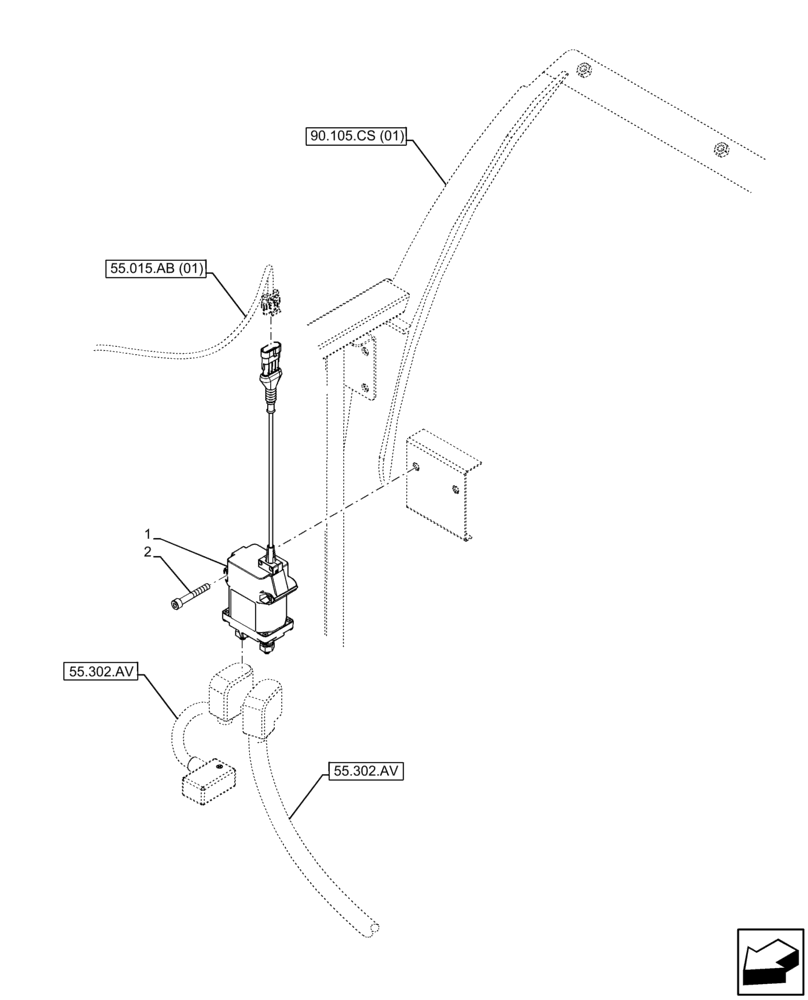Схема запчастей Case IH FARMLIFT 935 - (55.302.AI[01]) - BATTERY ISOLATOR, RELAY (55) - ELECTRICAL SYSTEMS