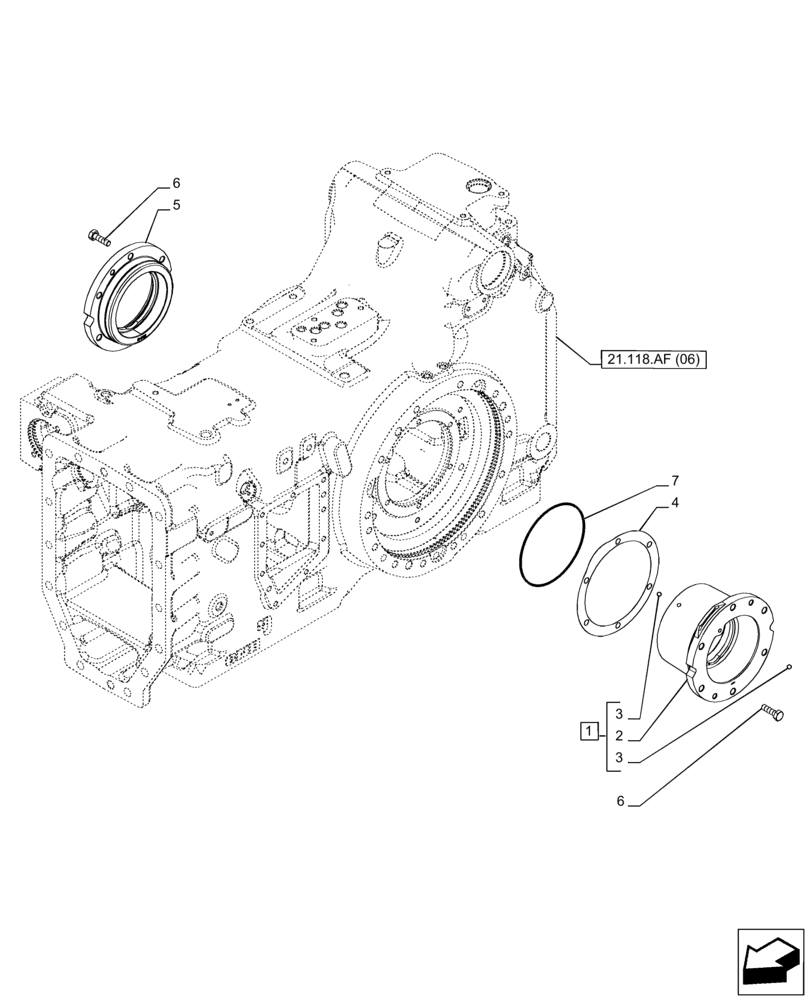 Схема запчастей Case IH PUMA 165 CVT - (27.100.AB[07]) - VAR - 758053 - TRANSMISSION, SUPPORT, CVT (27) - REAR AXLE SYSTEM