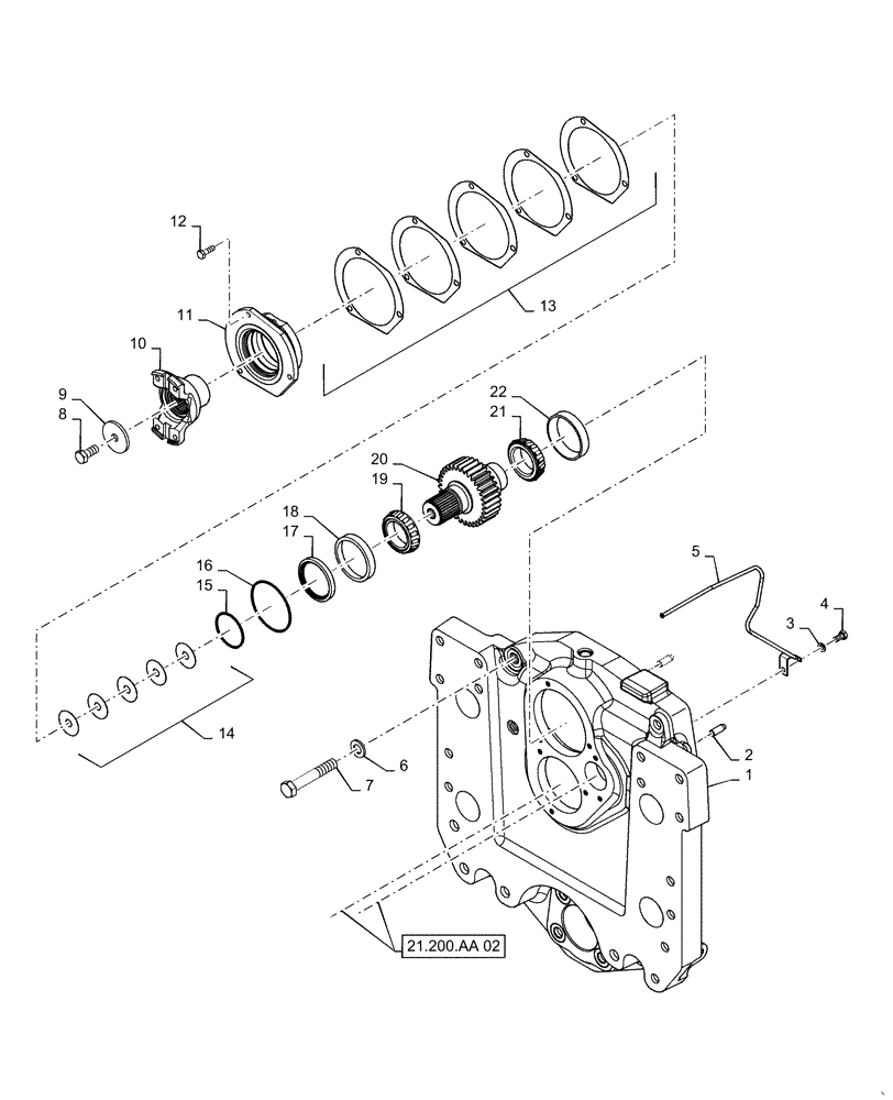 Схема запчастей Case IH MAGNUM 2654 - (21.200.AA[01]) - VAR - 429330, 429331, 429332, 429333 - POWERSHIFT - TRANSMISSION DROP BOX (21) - TRANSMISSION