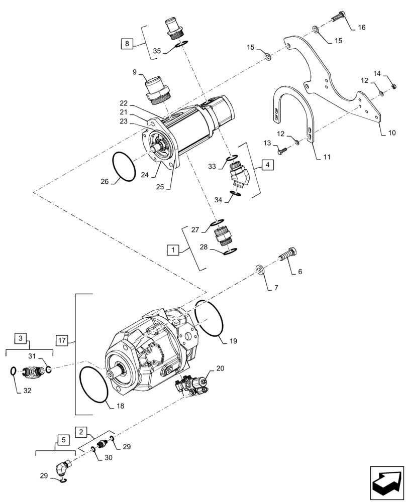 Схема запчастей Case IH QUADTRAC 500 - (35.106.AD[01]) - VAR - 420301 - STANDARD HYDRAULIC PUMP (35) - HYDRAULIC SYSTEMS