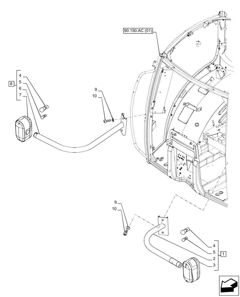 Схема запчастей Case IH PUMA 220 - (55.404.CA[02]) - VAR - 758181, 758182, 758183, 758339, 758340, 758341 - INDICATOR LIGHT (55) - ELECTRICAL SYSTEMS