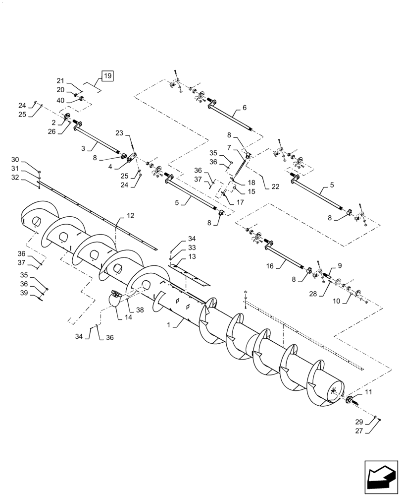 Схема запчастей Case IH 2060-17 - (58.120.AD) - FEED AUGER, 17FT (58) - ATTACHMENTS/HEADERS